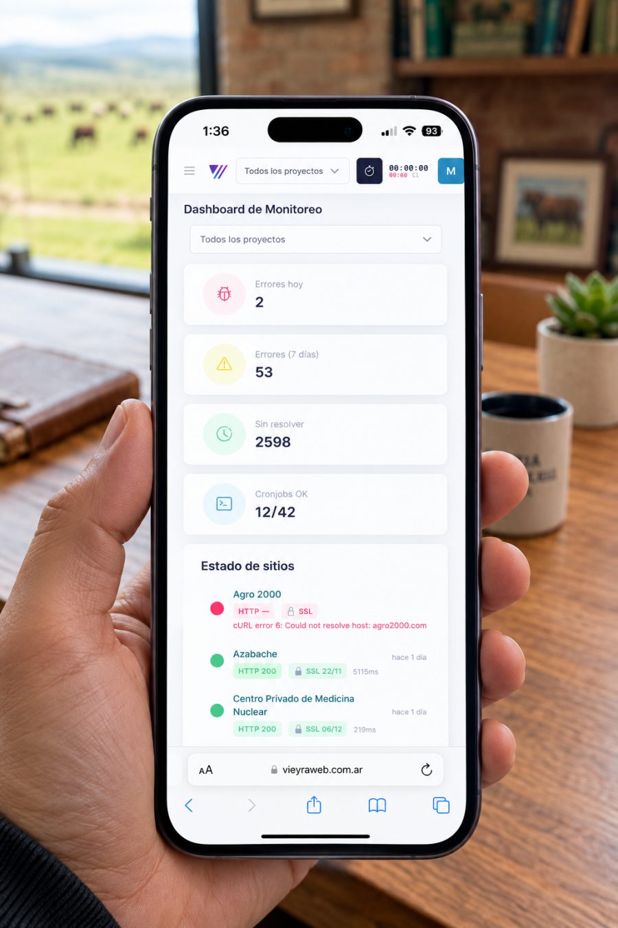 VieyraWeb — Dashboard de monitoreo